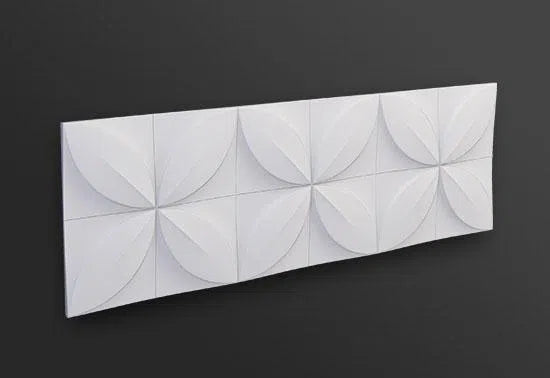 FLOWER 3D Wall panels ARSTYL® on a black background, showcasing the elegant flower-like design | DecorMania UK